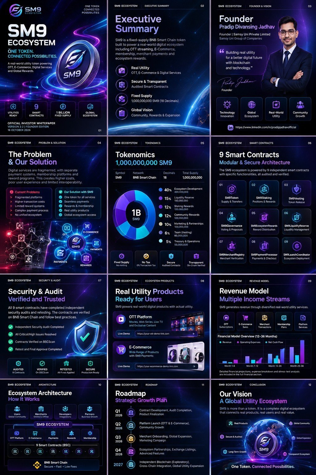 Supplied twelve-panel SM9 cosmic black, blue and purple whitepaper design reference